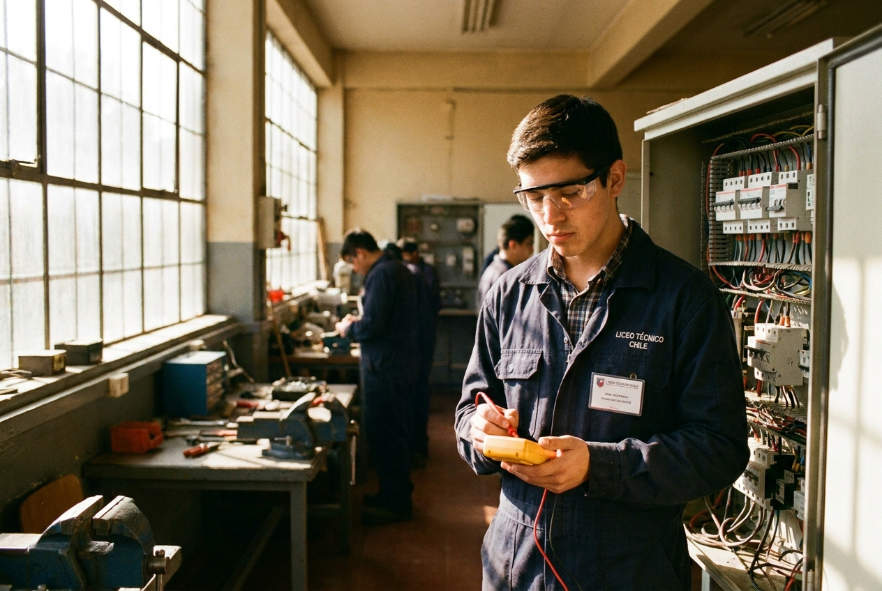 Estudiante técnico en taller de electricidad
